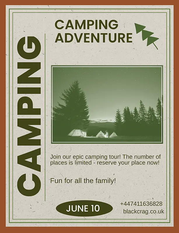poster for the camping adventure